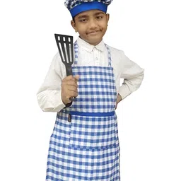 SWITCHON Kids Blue & White Cotton Checked Aprons image 4