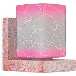 1ST TIME Pink & Pink Printed Wood Contemporary Square Shaped Wall Lamp-picture-50