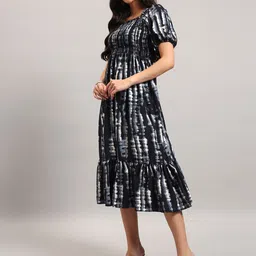 Jash Creation Tie and Dye Dyed Puff Sleeve Crepe A-Line Dress image 3