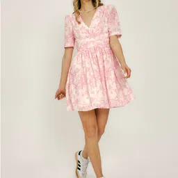 Virgio Floral Print Puff Sleeve Fit & Flare Mini Dress-picture-16