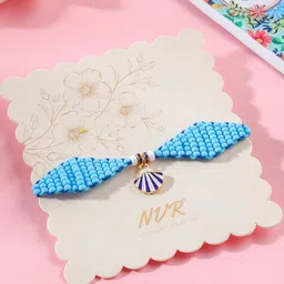 Sangria Pearls Unique Design Thread Rakhi with Roli Chawal Chandan & Mishri-picture-36