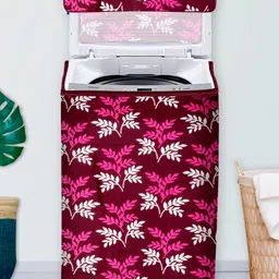 E-Retailer 2-Pcs Maroon & Pink Printed Top Load Washing Machine Cover image 2