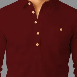 KNOWTED Mandarin Collar Roll-Up Sleeves Straight Kurta image 4