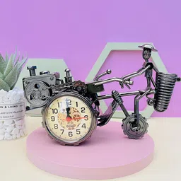 Gopalvilla Black Analogue Vintage Tractor Shaped Round Alarm Clock-picture-25