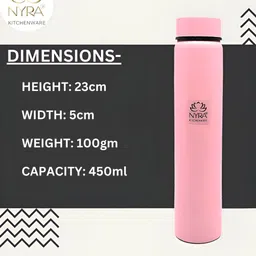 Nyra Kitchenware Red & Pink Set of 2 Stainless Steel Printed Single Wall Vacuum Water Bottle image 3