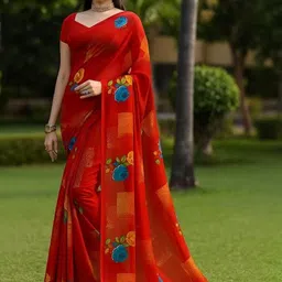 KALINI Floral Printed Saree With Blouse Piece image 1