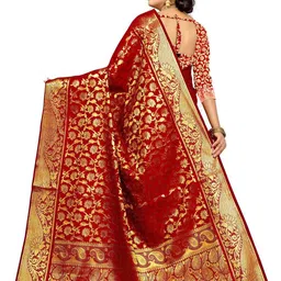 jayant creation Red Silk Blend Kanjeevaram Sarees image 4