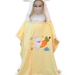The Little Lookers Kids Yellow & White Printed Hooded Cotton 350 GSM Bath Towels-picture-37