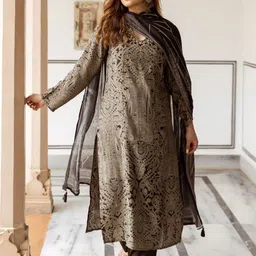 Anouk Women Floral Printed Regular Mirror Work Kurta with Trousers & Dupatta-picture-49
