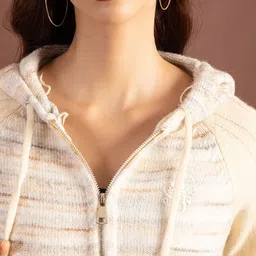 all about you Women Striped Hooded Full Sleeves Woollen Front-Open Sweater image 2