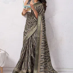 PBS PRINTS Ethnic Motifs Silk Blend Handloom Tussar Saree image 2