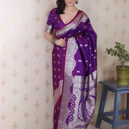all about you Woven Design Zari Banarasi Saree image 3