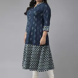 IKRASS Geometric Printed A Line Pure Cotton Kurta image 3