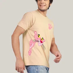 Greylongg Men Pink Panther Graphic Printed Round Neck Slim Fit T-shirt image 5