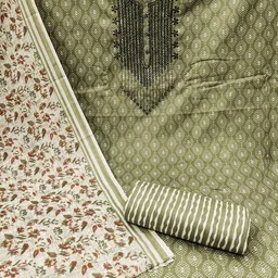 SAINOOR Floral Printed Pure Cotton Unstitched Dress Material image 2