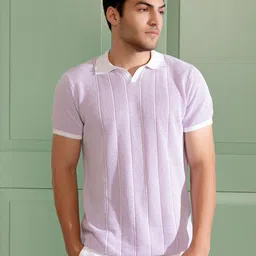 The Tie Hub Men Textured Polo Collar T-shirt-picture-53