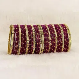 Adiba Fashion Factory Maroon Glass Artificial Stones Bangle-picture-10