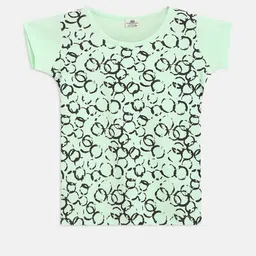 Lil Tomatoes Girls Cotton Mustard & Green Printed Pack Of 2 T-Shirts image 5