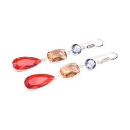 AAR Jewels Rhodium-Plated Brass Amethyst Drop Earrings-image-11