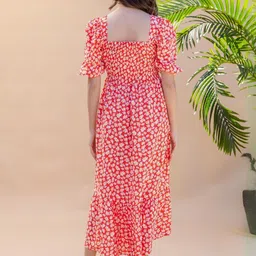 Honky Tonky Floral Print Crepe Fit & Flare Midi Dress image 3