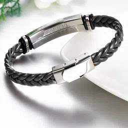 M Men Style Men Handcrafted Silver-Plated Cuff Bracelet image 2