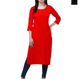 Coft Selection Of 2 Round Neck Three-Quarter Sleeves Straight Kurta-picture-14