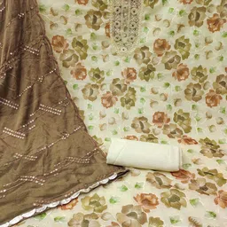 KALINI Embroidered Organza Unstitched Dress Material image 3