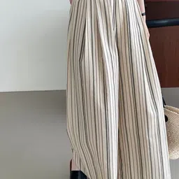 miss mosa by akanksha Alamode By Akanksha Beige Elon Statement Striped Pants image 2