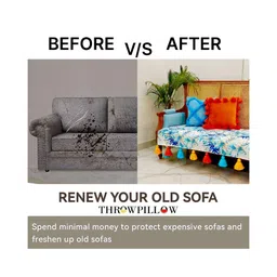 THROWPILLOW Blue & White Printed Polyester 1 Piece Sofa Cover image 5