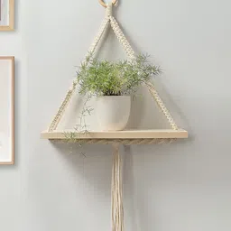 Decorcity White Macrame Hanging Shelf-picture-14