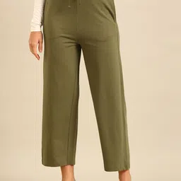De Moza Women Cotton Wide Leg Trousers-image-57