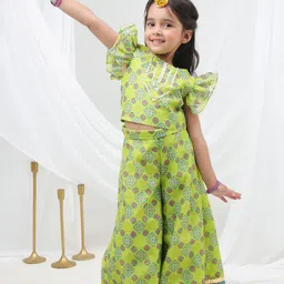 LIL DRAMA Girls Printed Short Sleeves Top With Palazzos-picture-19