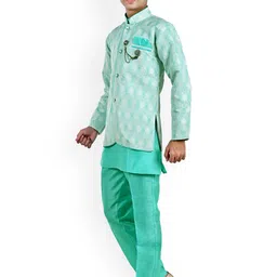 Sangria Boys Ethnic Motifs Woven Design Kurta with Trousers image 4