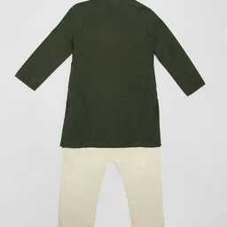 indus route by Pantaloons Boys Embroidered Thread Work Straight Kurta With Trousers image 4