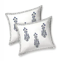 Myntra Elegant Homes White & Black Printed Cotton 180 TC King Bedsheet Set2.74m x 2.54m image 2