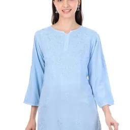 malabis Dyed Short Rayon Lucknowi Chikankari Kurti for Women - Soft & Breathable-picture-19