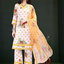 Anouk Women Floral Printed Regular Pure Cotton Kurta with Trousers & With Dupatta-picture-12