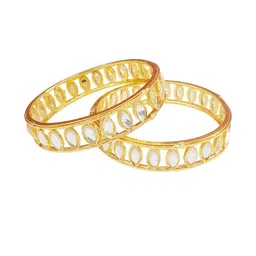 Balaji Gold Women Set Of 2 Gold-Plated Copper Zircon Stone Studded Bangles-picture-18