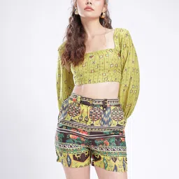 fusion by glitchez Indie Geometric Printed Top with Shorts Co-Ords image 3