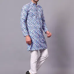 Floura Men Ethnic Motifs Printed Kurta image 5