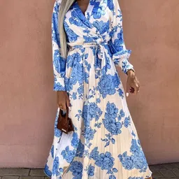 Greenishpink Women Print Satin A-Line Midi Dress-picture-21
