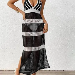 JC Mode Women Self Design V-Neck Swimwear Cover Up Top-image-81