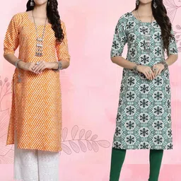Ethnic basket Women Pack Of 2 Multicoloured Crepe Kurtas-picture-28