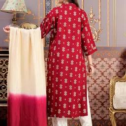 BAESD Girls Ethnic Motifs Printed Straight Kurta With Trouser And Dupatta image 3