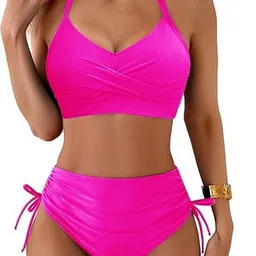 Toomley Twist-Front Tie-Up Stretchable Swim Bikini Set-picture-56
