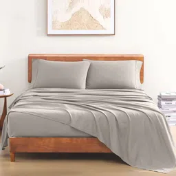 LANE LINEN Silver-Toned 144 TC Queen Bedsheet with 2 Pillow Covers-picture-21