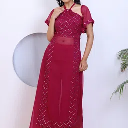 DEEBACO Embroidered Top With Palazzo Co-Ords image 1