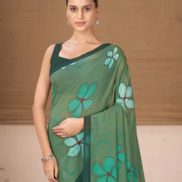 Garden Vareli Floral Print Pure Chiffon Saree-picture-18