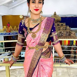 Anouk Floral Zari Kanjeevaram Saree image 3
