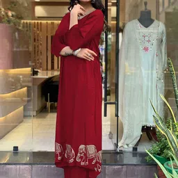 BAESD Women Embroidered A-Line Kurta with Palazzos image 5